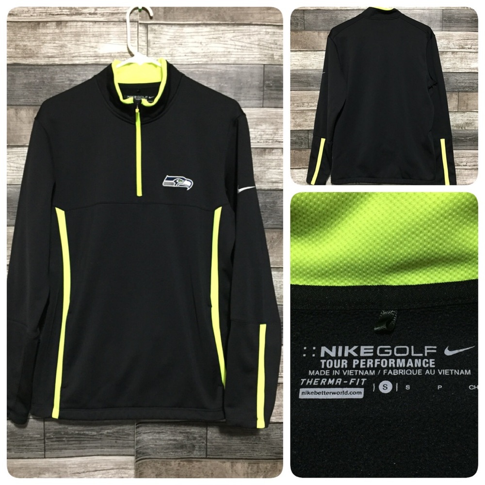 Nike Golf Therma Fit Seattle Seahawks Sweatshirt Men’s S Black Neon Yellow